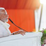PM Modi addressing Swadeshi push 2025 rally in Varanasi
